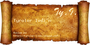 Tyroler Iván névjegykártya